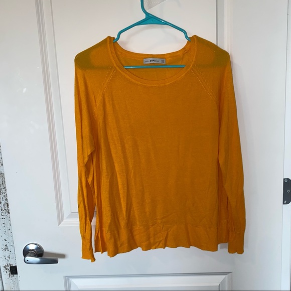 Zara Sweaters | Sunflower Yellow Ribbed Lightweight Crew Sweater from Zara | Color: Gold/Yellow | Size: M | Emkojones's Closet